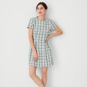 Ann Taylor Plaid Tweed Flare Dress Size 18